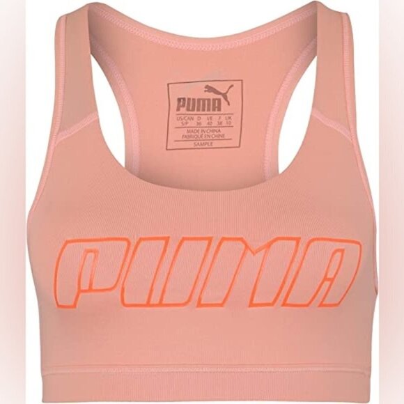 PUMA 4Keeps Sports Bra Cropped Tank Top Peach Bud Medium support Racerback XS - Picture 3 of 12